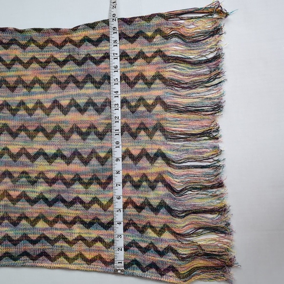 Chevron Zig Zag Fringe Soft Scarf Yellow Purple Multi - Picture 8 of 10